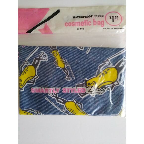Mr Peanut Cosmetic Bag Blue Fabric Zipper Duray Planters Peanuts 1970s SEALED - Picture 10 of 10
